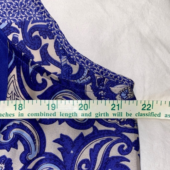 LOFT Blue and Ivory Paisley Women's Blouse - Picture 7 of 8